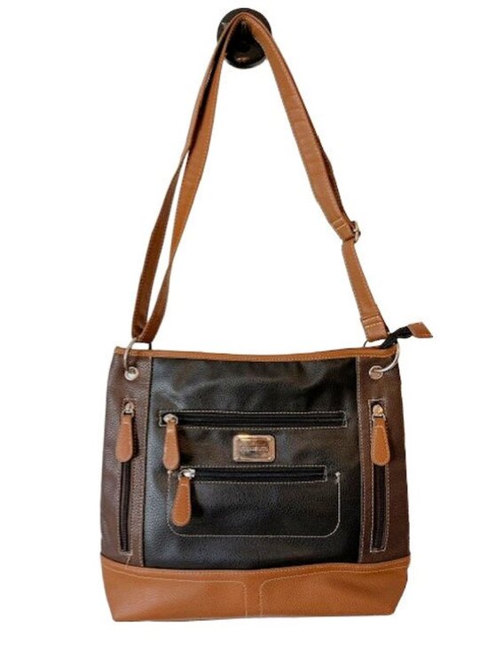 Stone & Co. Handbags - Stone & Co Crossbody Handbag Two Tone Black and Brown Excellent Condition